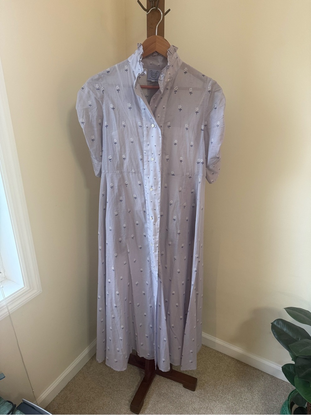 Thierry Colson Lavender Floral Button-Front Maxi Dress